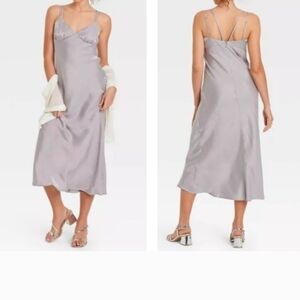 Elegant Metallic Silver/iridiscent  Slip Dress Wild Fable